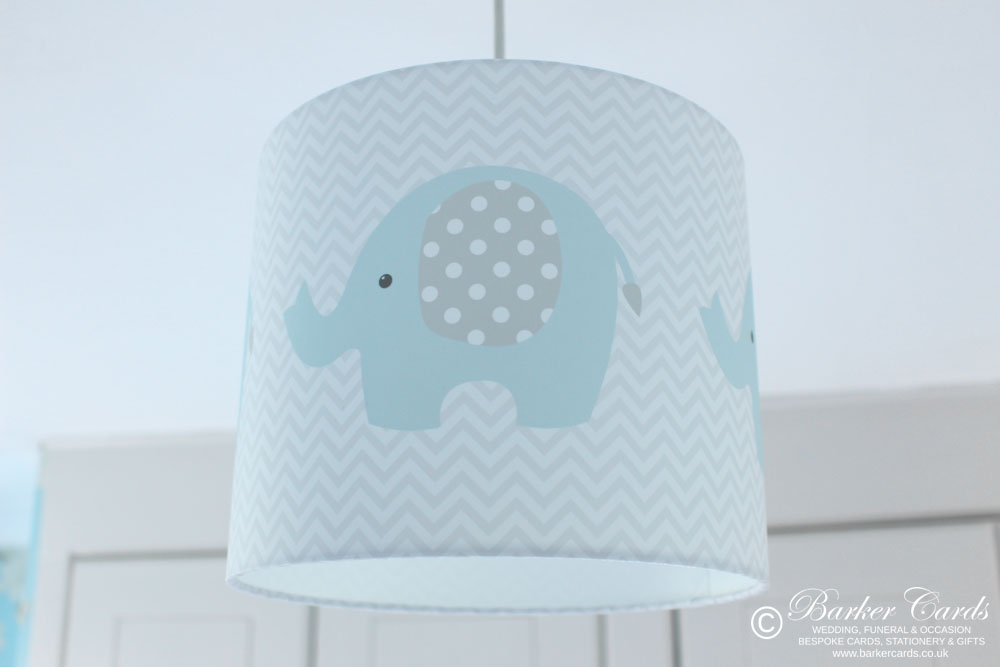 Grey & Baby Blue Nursery Elephant Lampshade